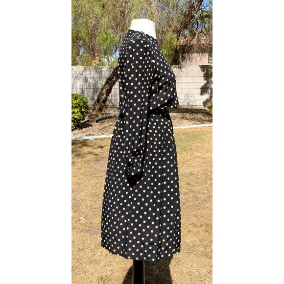 Maxi L/S Charles Bianco Italian Collection Polka Dot A-Line Sz6 Petite Dress EUC - Picture 3 of 5